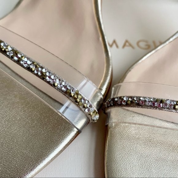 Vince Camuto | BNIB Phillipa Gold Jewel Leather Ankle Strap Sandals - Picture 15 of 15